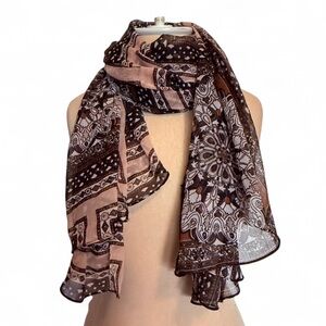 Women's Geometric Brown Shawl Wrap Scarf Accessory